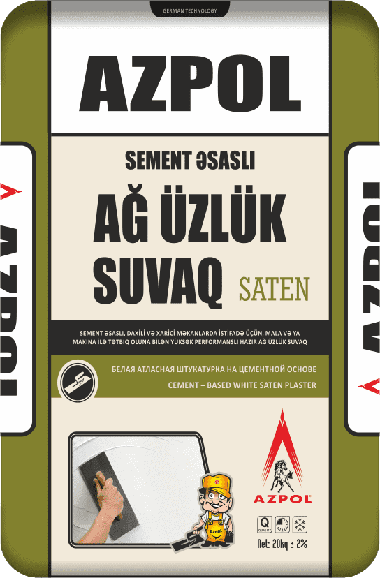 Sement Əsaslı Ağ Üzlük Suvaq